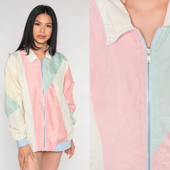 Blair Vintage Pastel Silk Jacket 90s - Picture 2 of 10